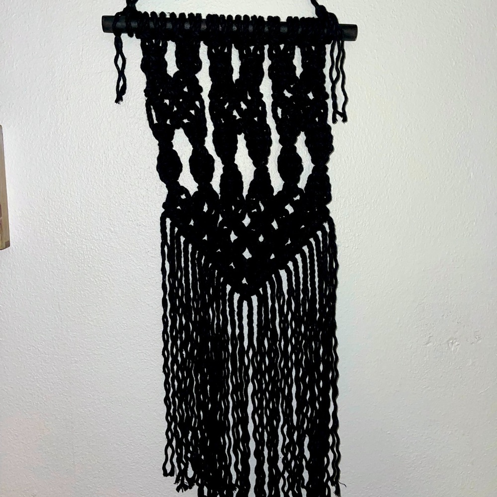 🖤🖤 handcrafted small black macrame wall hanging 🖤🖤